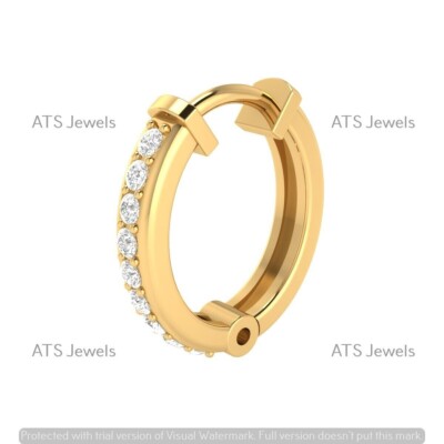 Women 0.07 CT Natural Diamond Fancy Ear/Lip/Nose Pin Screw Stud 14k Yellow Gold