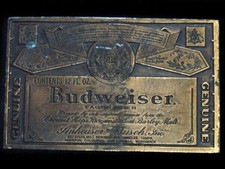 TB07156 VINTAGE 1970s  GENUINE BUDWEISER LAGER BEER  ADVERTISEMENT BELT BUCKLE