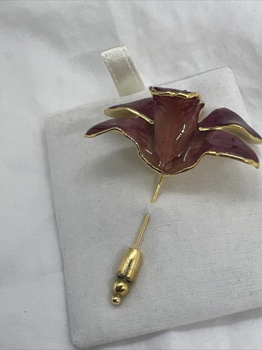 Sainamphung Orchid Butterfly Farm Real Orchid 24 K Plating Vintage Pin With Box - Picture 4 of 8