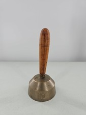 Brass Hand School Master's? Bell Vintage Wood Handle Teacher 3 Clanger 