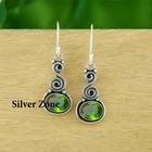 Peridot Gemstone 925 sterling silver handmade Dangle Drop Earrings 1.50"