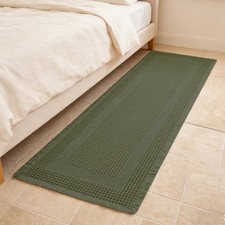 Waffle Bath Mat Non Slip, Bathroom Rug, Square Olive Green, 24"x48"