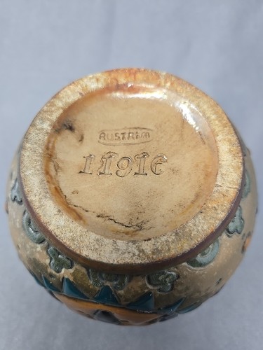 Eearly Amphora Austria Pottery Vase Bowl c.1900 Stylized Fox 3 1/4"x 4 1/2" - Picture 5 of 12