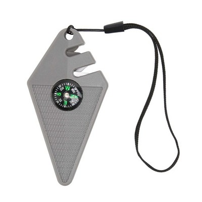 New 2PCS 6 In 1 Outdoor Knife Sharpener With Compass Survival Whistle Fish Hook