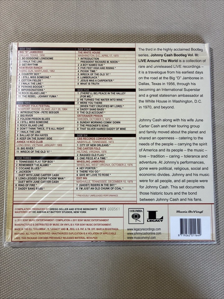 Bootleg 3: Live Around the World [Limited Transparent Vinyl] by Johnny Cash... - Image 3 of 4