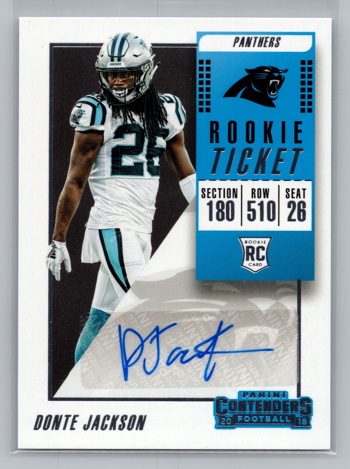 2018 Panini Contenders Donte Jackson Carolina Panthers Rookie Auto #261 10096