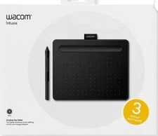 Wacom Intuos Graphics Drawing Tablet, 3 Bonus Software Included, 7.9"x 6.3", Bla