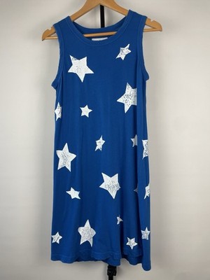 Current/Elliott Sleeveless Graphic Star A-Line Mini Dress Blue Womens Size 1/S