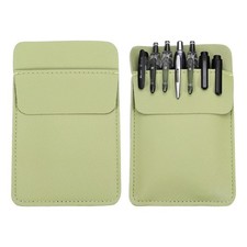 2 Pack Leather Pocket Protector MultiPurpose Pen Pocket Holds 7 Pens Light Green