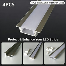 4PCS 1M Aluminium LED Strip Light Channel Cover Profile Diffuser 17.5mm UK