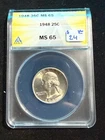 1948 WASHINGTON QUARTER ANACS MS 65