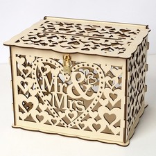 1-Wedding Card Box With Lock Rustic Wood Gift Box Card Holder For Wedding IXTF