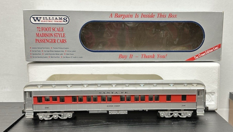 Williams O Gauge Santa Fe Super Chief #2544 Madison Style Passenger Coach w/ Box