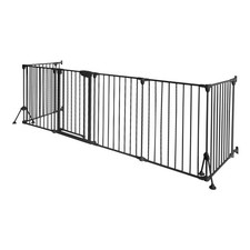 Uimoso Freestanding Dog Gate 30" Tall 6-Panel Foldable Metal Pet Gate Black