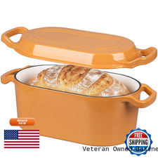 Vorringard Oval Dutch Oven Pot Lid Enamel Coating Cast Iron Bread Pans For