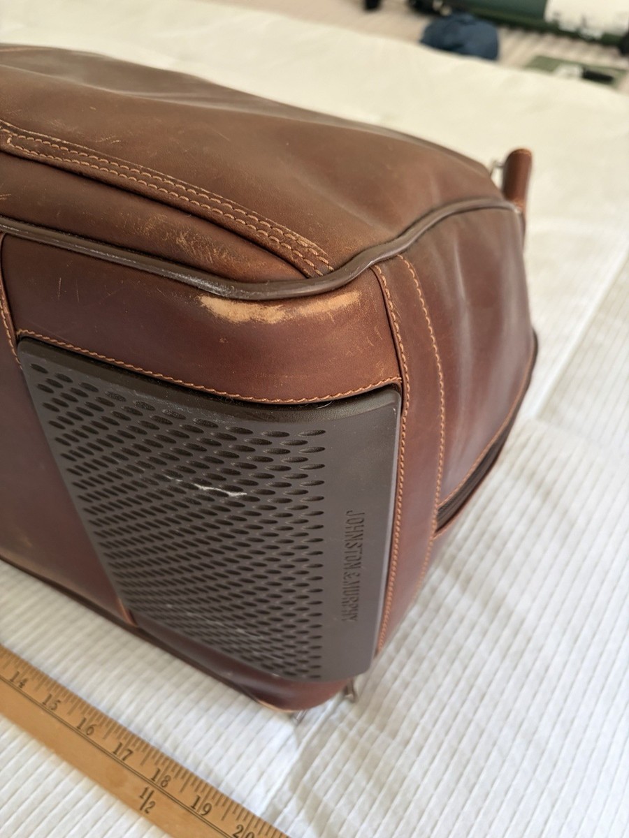 vintage johnston and murphy leather brown weekender bag View 5