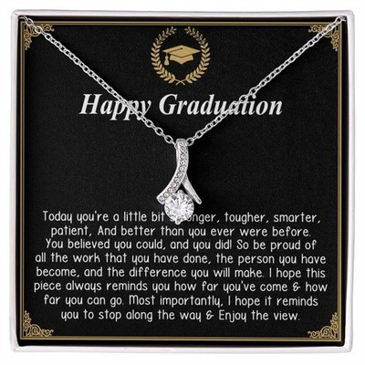 Happy Graduation Gift for Her Necklace Alluring CZ, Graduate 2026 Jewelry Card