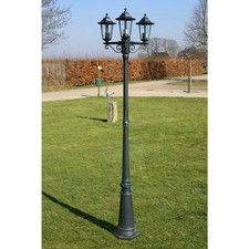 Image of VidaXL Garden Light Post 3-arms 215 cm Dark Green/Black Aluminium