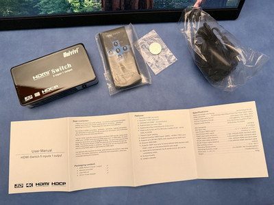 HDMI Switch 4K 60Hz, HDMI 2.0 Switcher 5 in 1 Out, 5 Port HDMI Selector w/remote