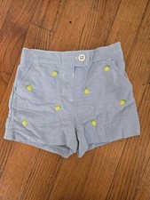 Janie And Jack Shorts Embroidered Lemons Girls Size 12-18 Months Blue