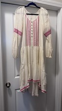 Free People Women s Peasant Prairie Pink Embroidered High Low Dress Size Small