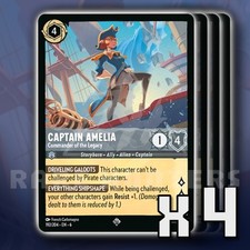 Captain Amelia Commander of the Legacy 192/204 x4 SR Azurite Sea Disney Lorcana