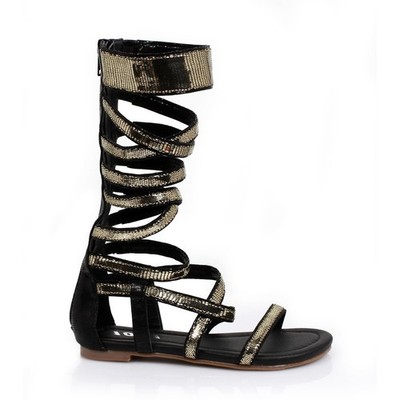 Ellie Girls Sequin Strap Open Toe Gladiator Flat Sandals 013 Isis