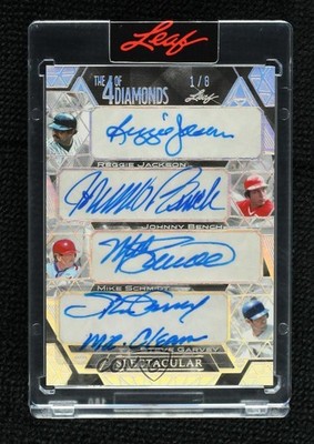 2025 Leaf Spectacular Silver Holo 1/8 Reggie Jackson Johnny Bench Auto HOF 1co7