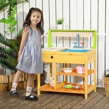 Mud Kitchen for Kids Outdoor Kitchen Playset w/ Realistic Kitchen Toys