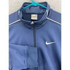 Vintage Nike Silver Tag Track Jacket Navy Blue White Piping Y2K 90s Men's Size L