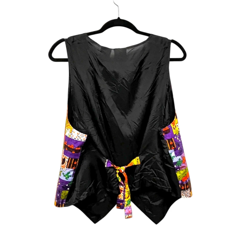 VTG 90s Basic Editions Halloween Patchwork Granny Teacher Vest 1X Thin Material - Image 2 of 4