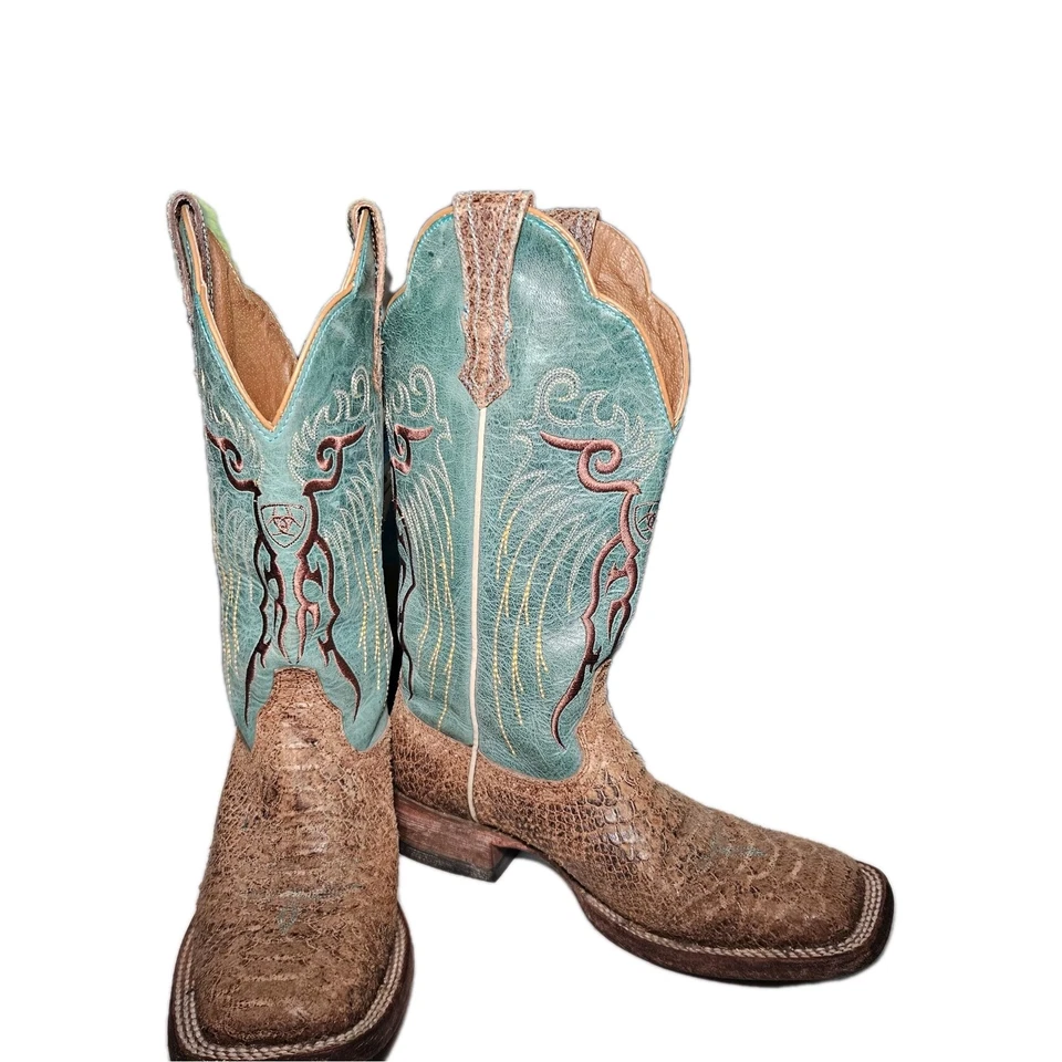 Ariat Women's Mesteno Western Boots Square Toe Size Brown/Teal 6.5 S.  10010952 - Image 4 of 4