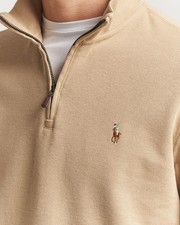 Polo Ralph Lauren Estate Rib Quarter Zip Pullover Cotton Beige Cream Mock Neck L