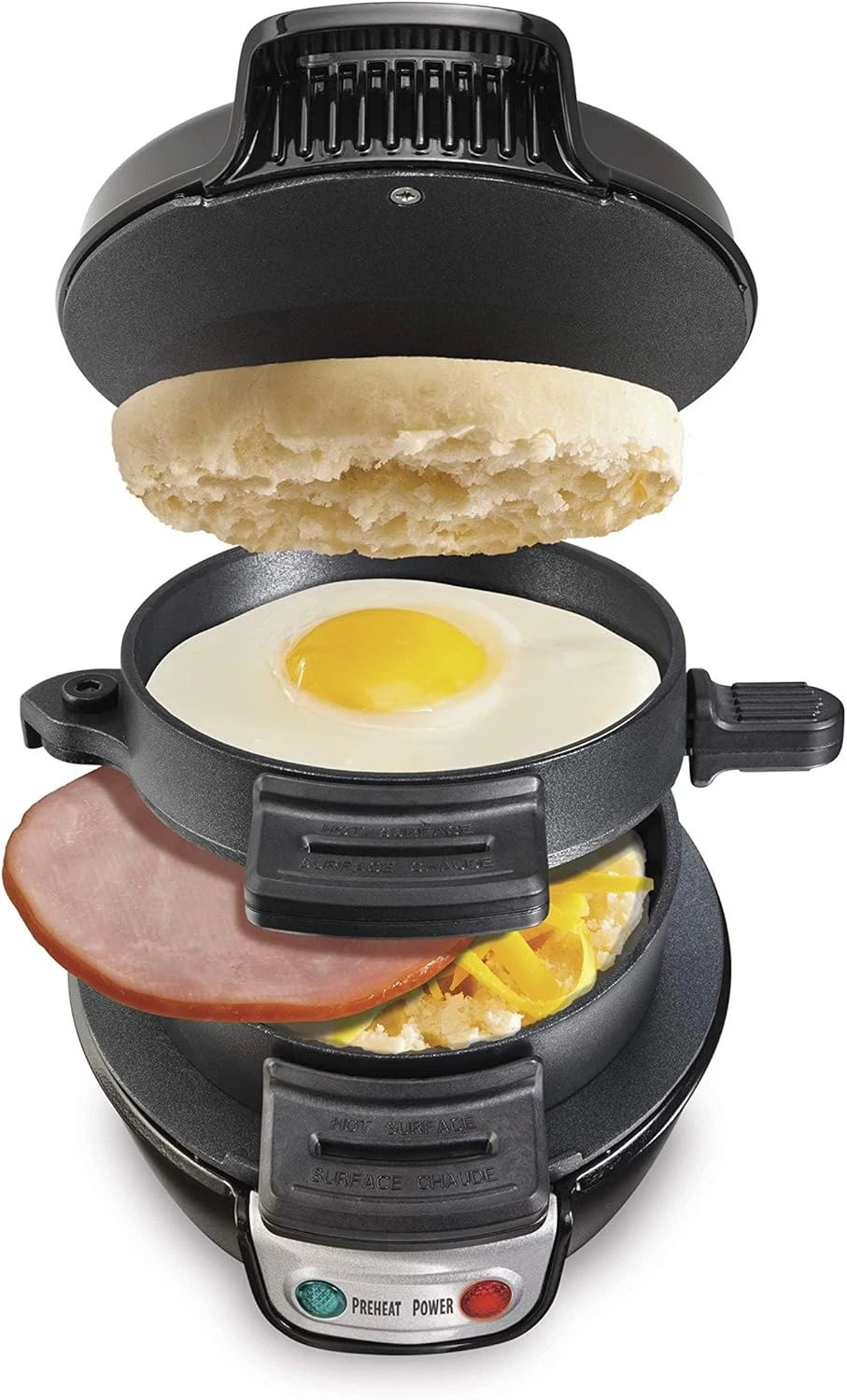 Breakfast Sandwich Maker with Egg Ring – Customize Ingredients for Muffins & Cro