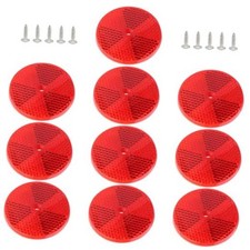 10 Pack Front Round Reflector Reflector Trailers Center Mounting Hole, Red