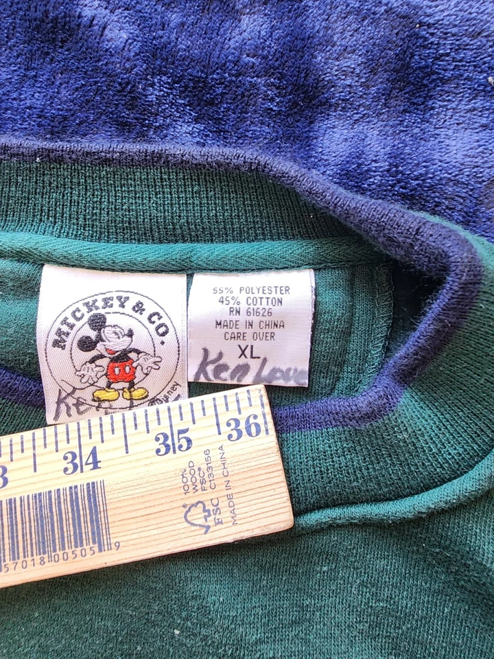 Vtg 90s Disney Mickey Mouse Embroidered Graphic Sweatshirt Men’s  Xl Exc Cond. - Image 3 of 4
