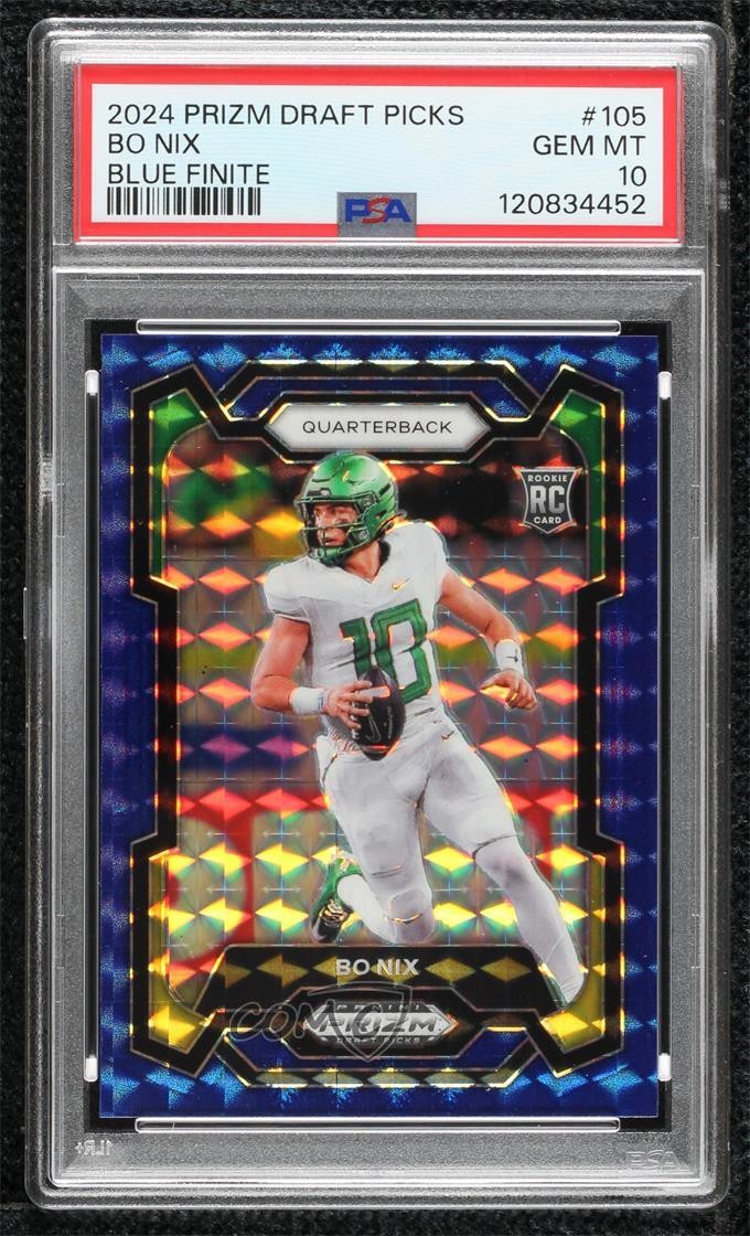2024 Prizm Draft Picks Blue Finite 30/89 Bo Nix PSA 10 GEM MT Rookie RC 0ma6