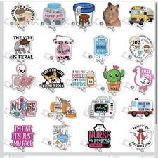 Funny Nurse Badge Reel Set 24pcs Retractable ID Holder Medical Assistant Bulk