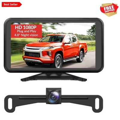 No-Delay 1080P Backup Camera with 4.8-Inch Display & Multi-Function Monitor