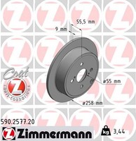 2X Bremsscheibe Coat Z Zimmermann 590.2577.20 FüR Toyota Corolla Verso NDE120_