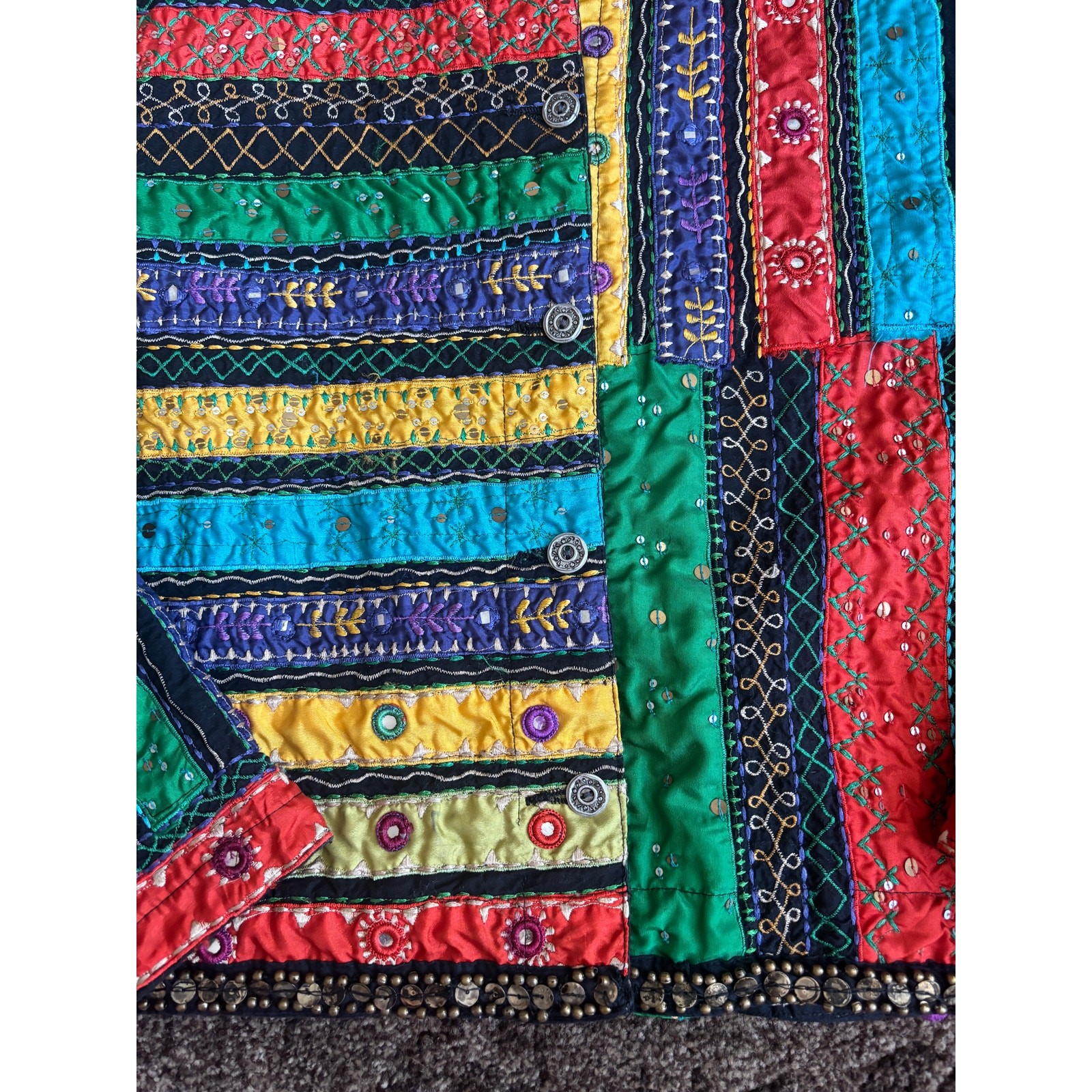 Chico's Patchwork Multicolor Button Up Jacket - image 3