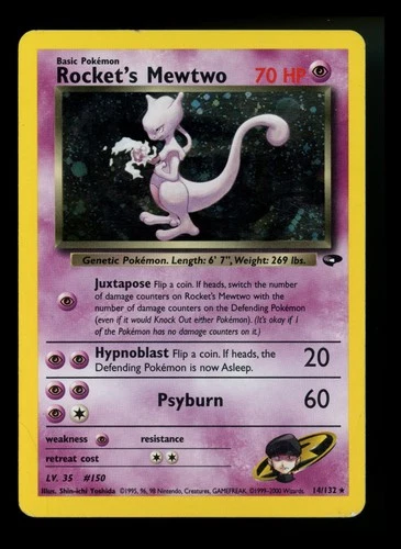Rocket's Mewtwo 14/132 Gym Challenge 2000 Holo Rare WOTC Pokémon Card TCG