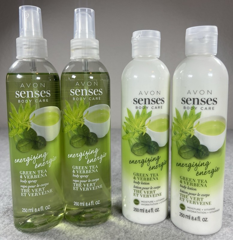 Avon Senses Energizing Green Tea & Verbena Body Lotion & Body Spray NOS Sealed