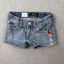 Polo Ralph Lauren Jean Shorts Girls 2T Blue Denim Adjustable Waist Ticket Tabs