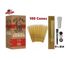 zig zag 1 1/4 unbleached cone(100PK)+phily tube+glass cone tip