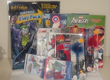 DC  Marvel Lot Coloring Books Activity Book Pens Cards Tattoos