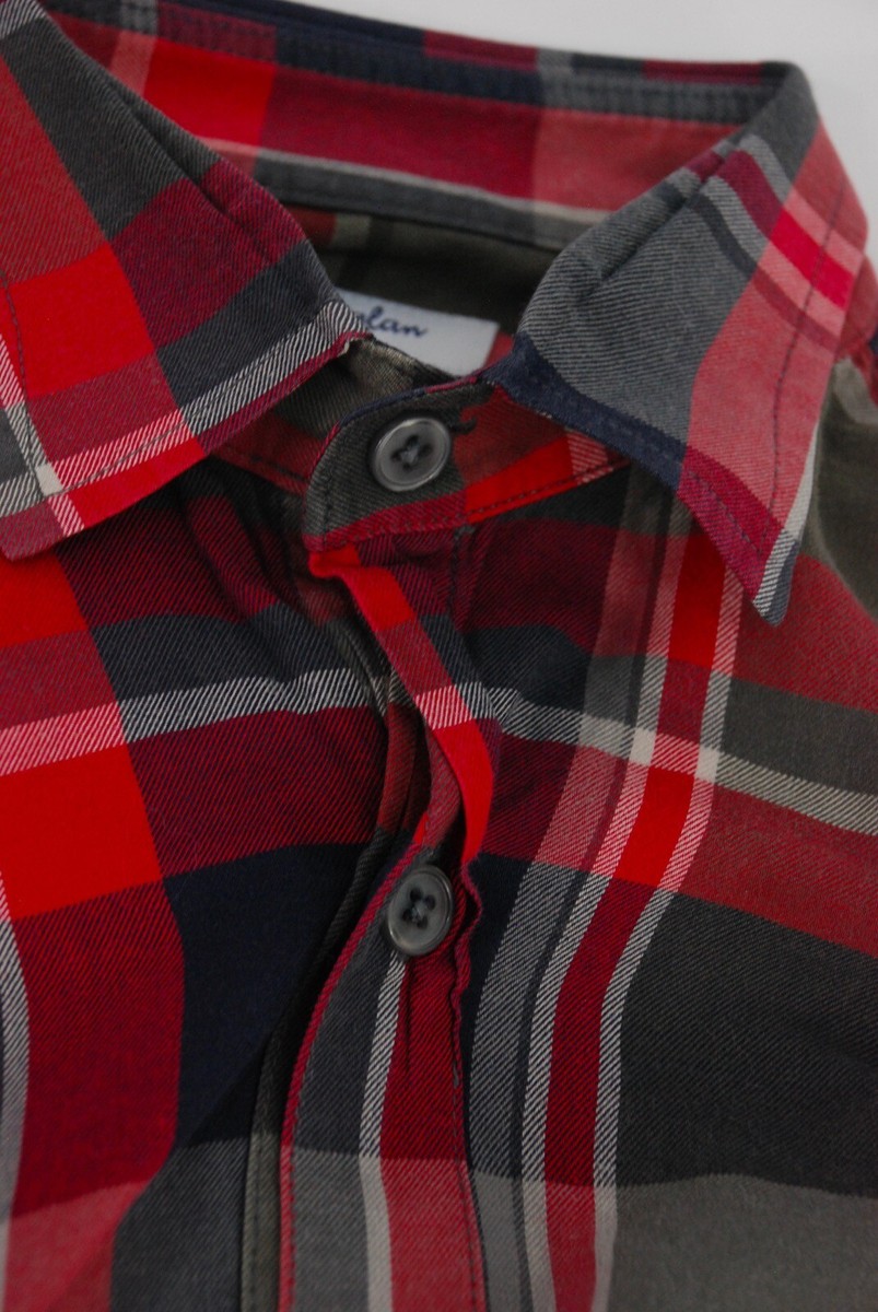 トップス Steven Alan TWILL REGULAR COLLAR SHIRT S Steven Alan Men's Brushed Twill Open Collar Button Shirt Red