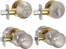 Round Door Knobs, Ball Door Knob with Dead Bolt, Door Handle Lock for Indoor Doo