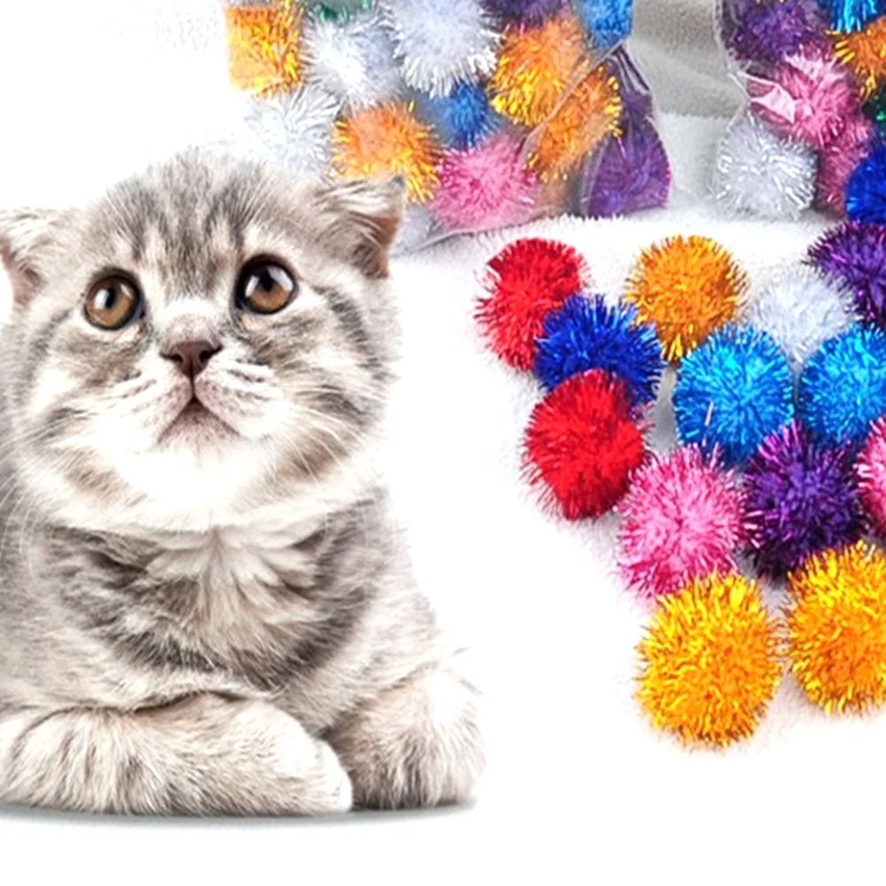 Tinsel pom sale pom cat toy
