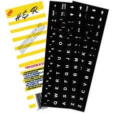 2PCS ENGLISH KEYBOARD STICKERS Black QWERTY Keyboard Desktop Laptop Computer, PC